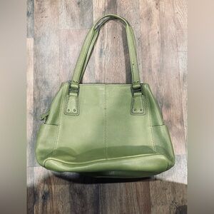 Fossil Olive Leather Double-Handle Shoulder Bag